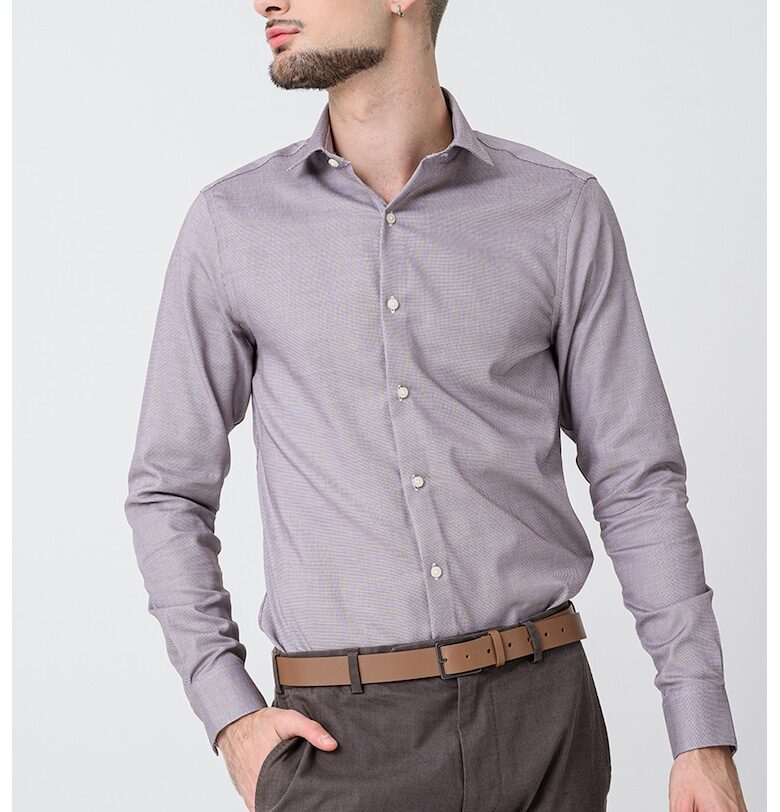 Слим риза - Бял/Тъмновиолетов CALVIN KLEIN