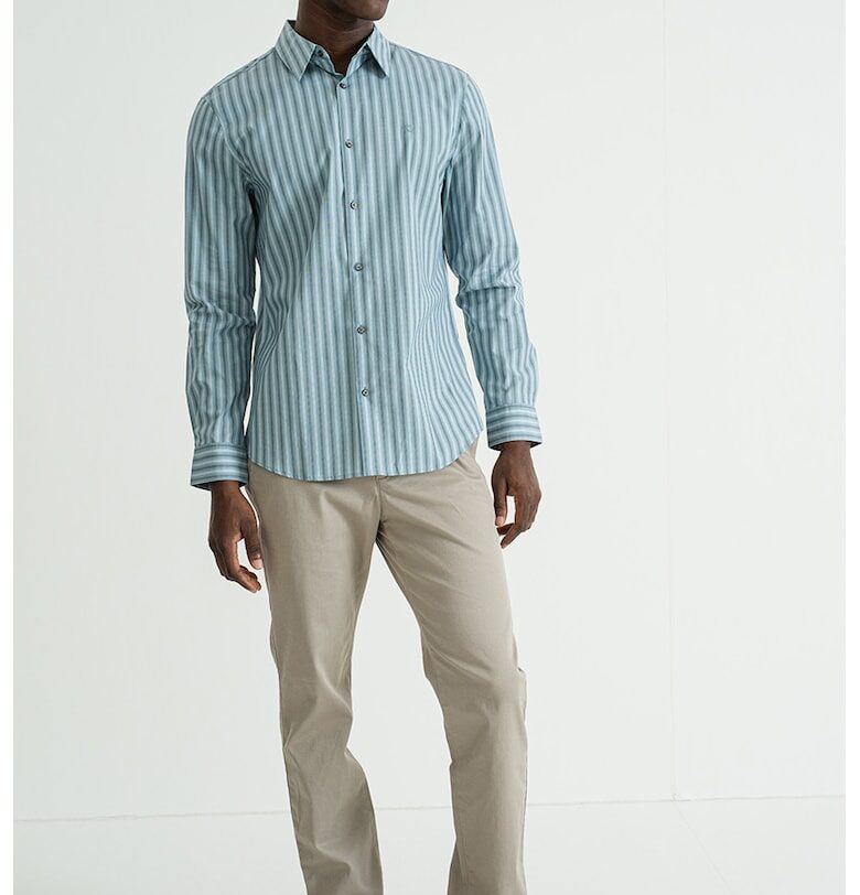 Слим риза на райе - Прашно синьо/Tъмносив CALVIN KLEIN