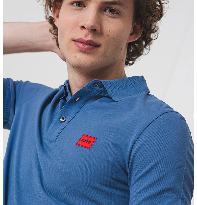 Слим тениска Dereso с яка - Лавандула HUGO