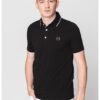 Слим тениска с яка и лого - Черен ARMANI EXCHANGE
