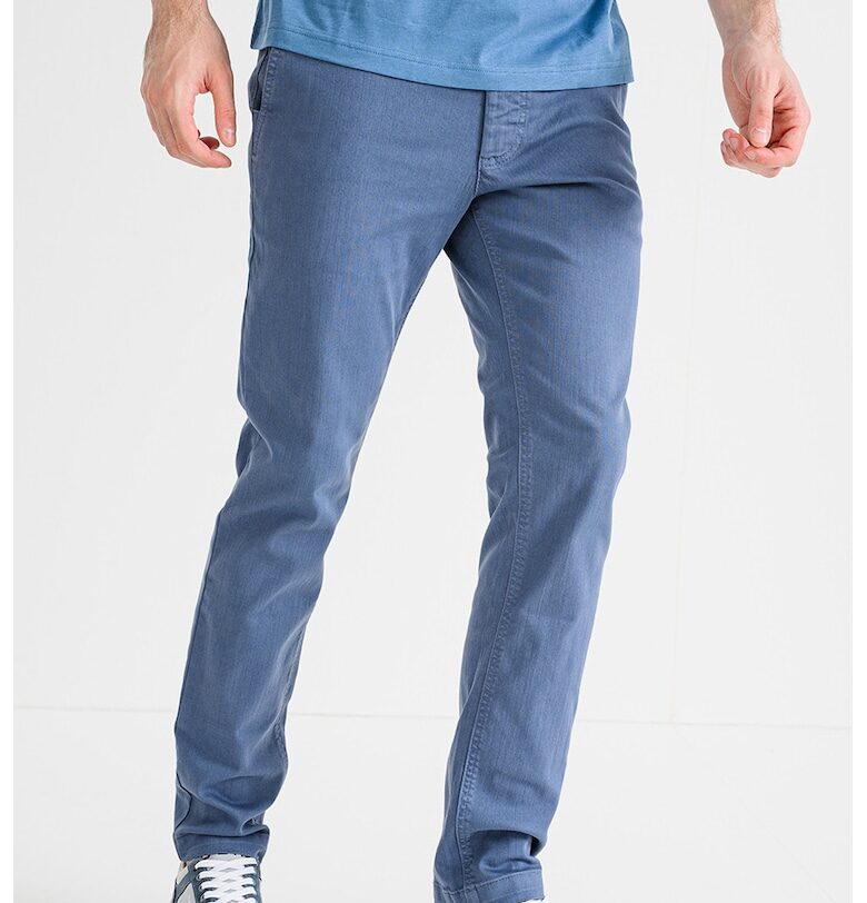 Слим чино със скосени джобове - Прашно синьо BOSS