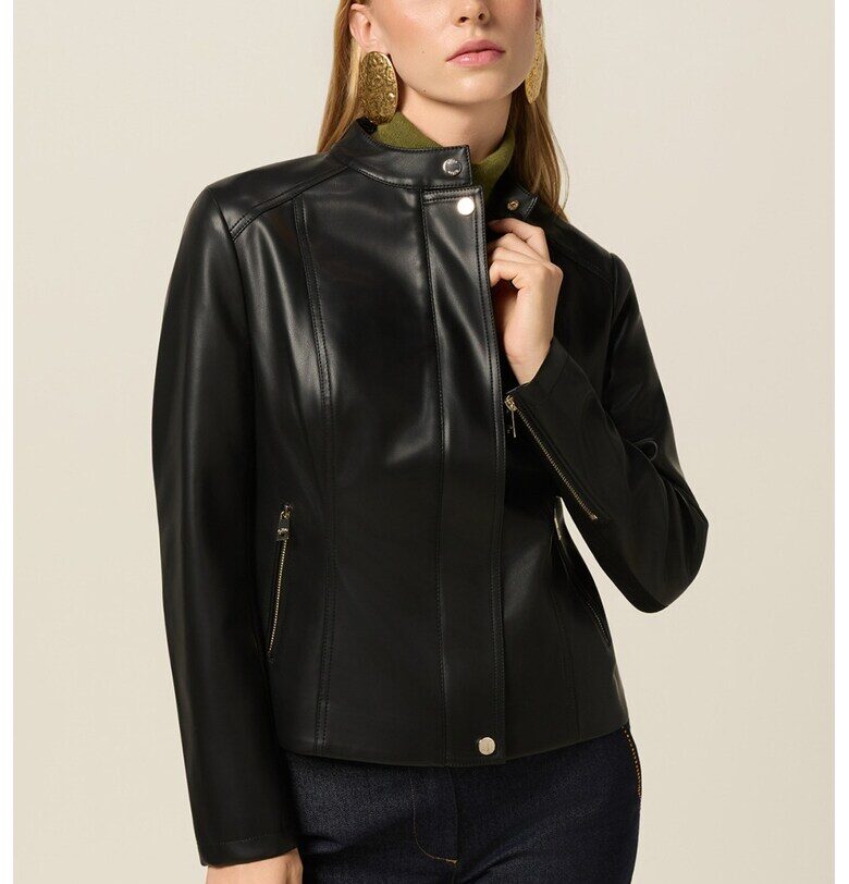 Слим яке с цип - Черен Oltre