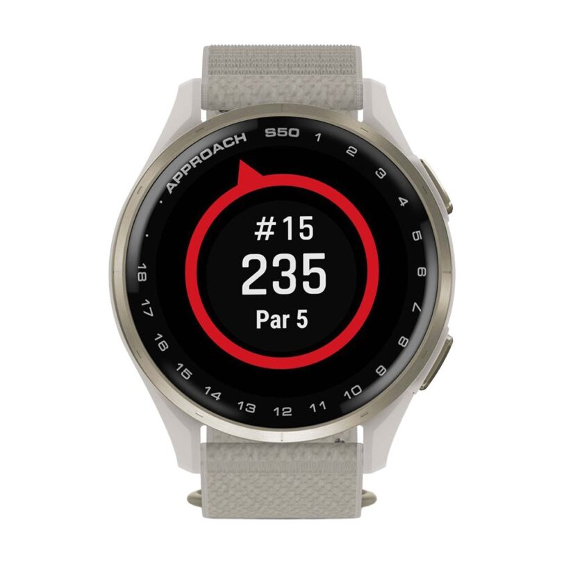 Оригинален Мъжки Смарт часовник Garmin Approach S50 Amoled 43 мм S/M Cream Gold Aluminium/Ivory 010-03010-01