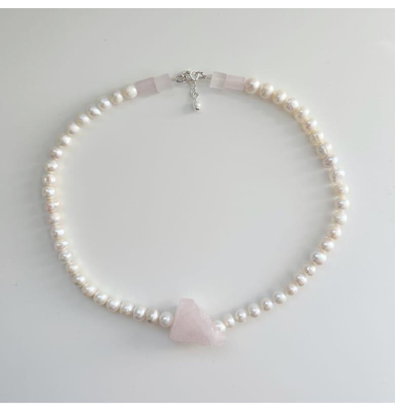 Сол - Сребърно колие - с култивирани перли и кварц Sol