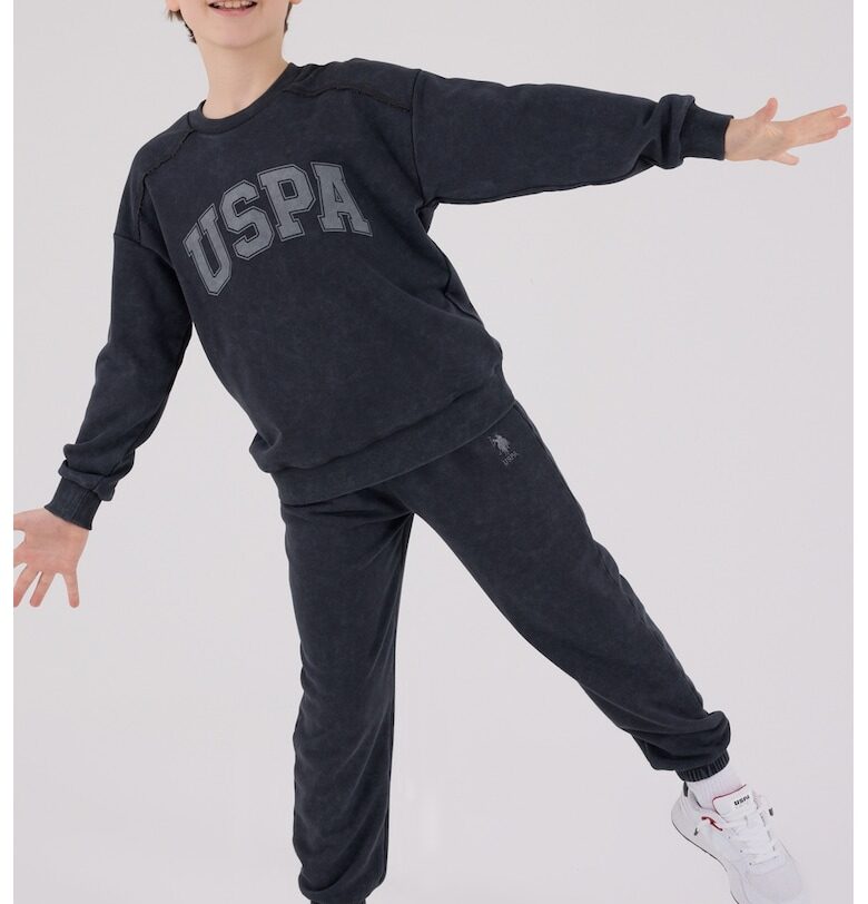 Спортен екип с контрастно лого - Антрацитно сиво/Tъмносив US Polo Assn