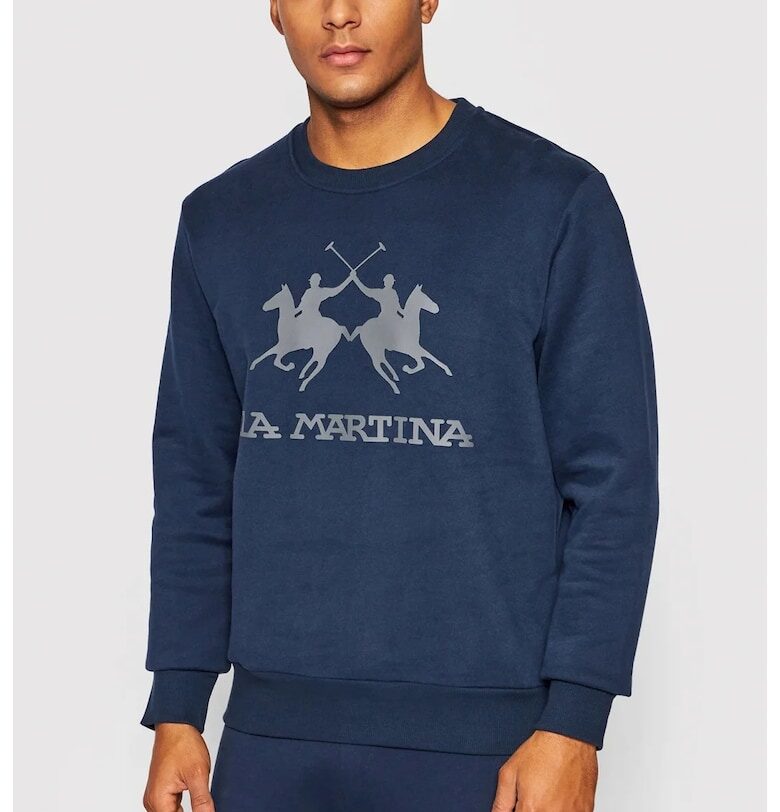 Спортен суичър с широко деколте и лого - Син LA MARTINA
