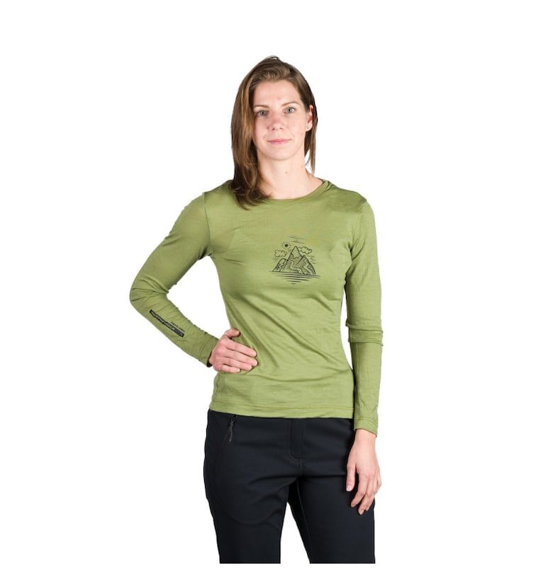 Спортна тениска  Aila зелена мериносова вълна - Зелен NORTHFINDER