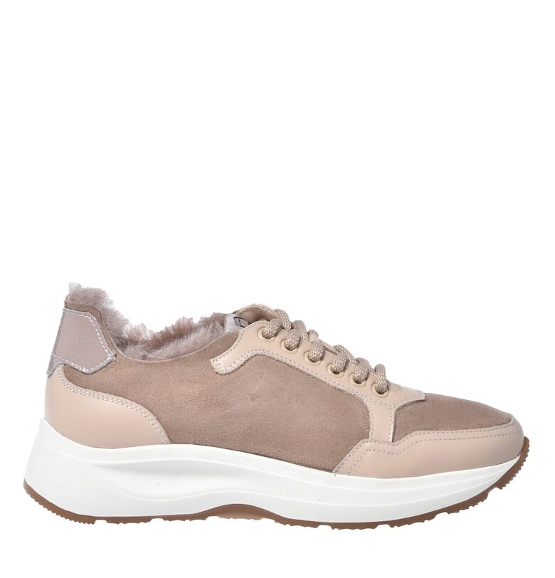 Спортни обувки от кожа и велур с вата от агнешки пух Baldinini