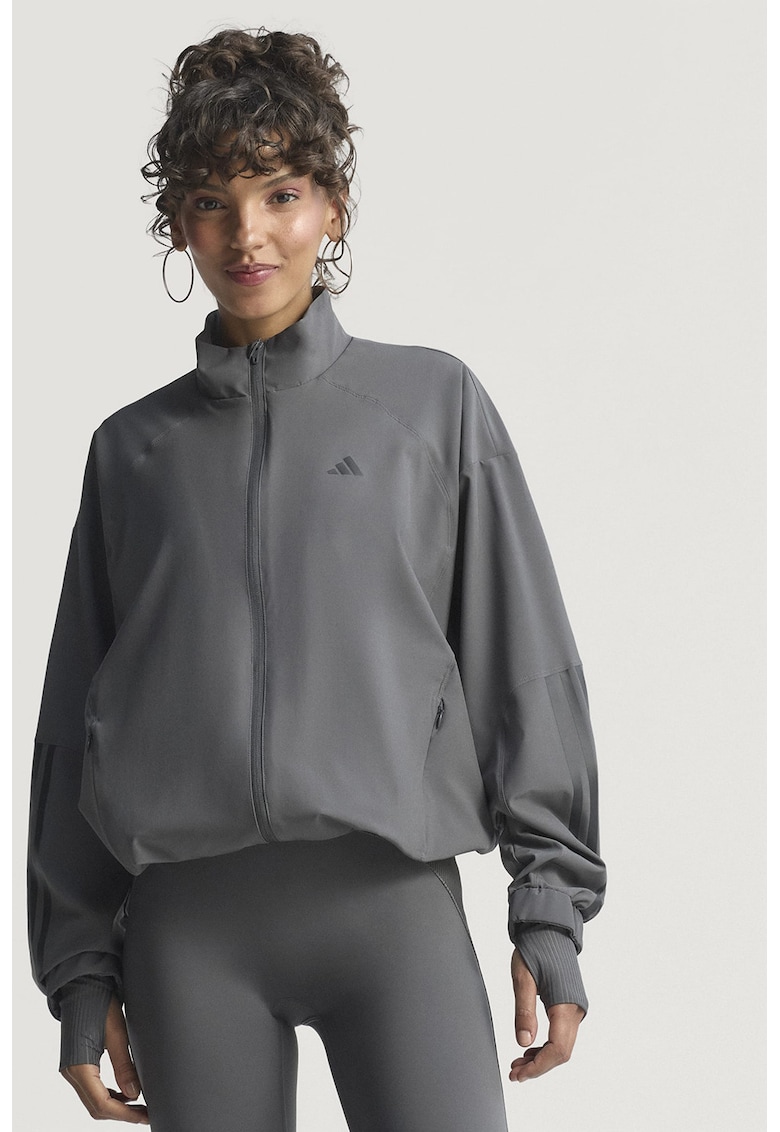 Спортно яке с цип - Черен/Tъмносив adidas Performance