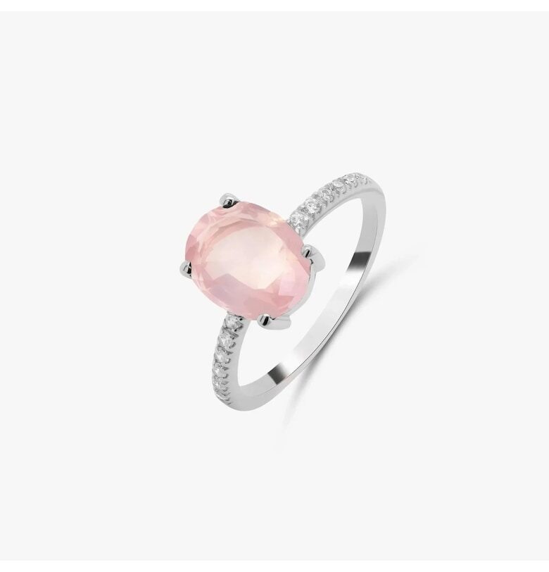 Сребърен пръстен Reina - Розов кварц - цирконий INDIRA