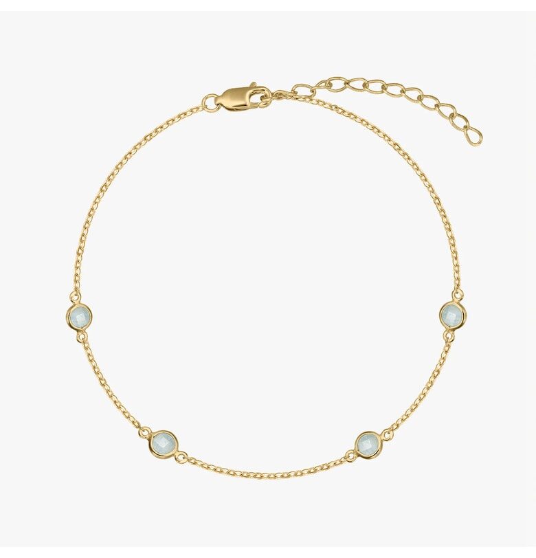 Сребърна гривна Рожден камък Златен март - Аквамарин INDIRA