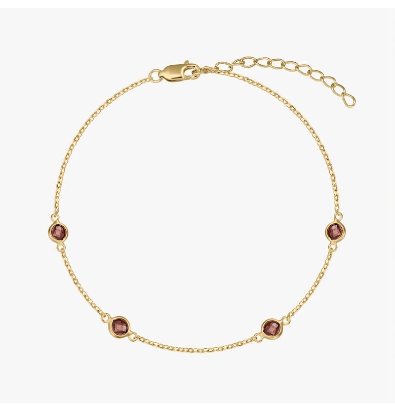 Сребърна гривна Рожден камък Златен януари - Гранат INDIRA