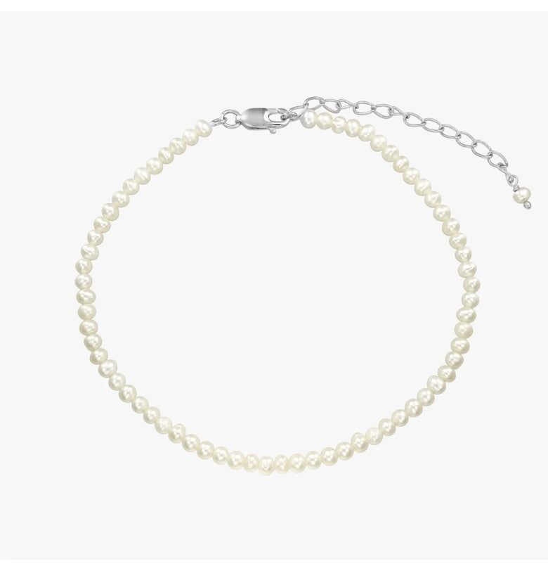 Сребърна гривна за глезен Finesse - Естествени перли INDIRA
