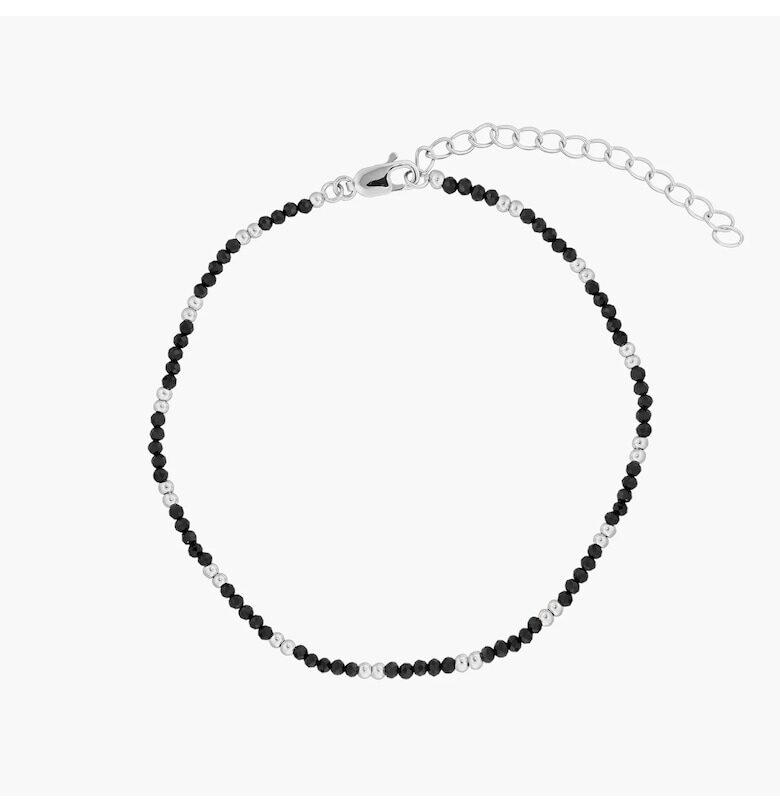 Сребърна гривна за глезен Summerscape - Черен шпинел INDIRA