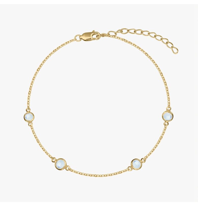 Сребърна гривна с рожден камък Златен юни - Лунен камък INDIRA