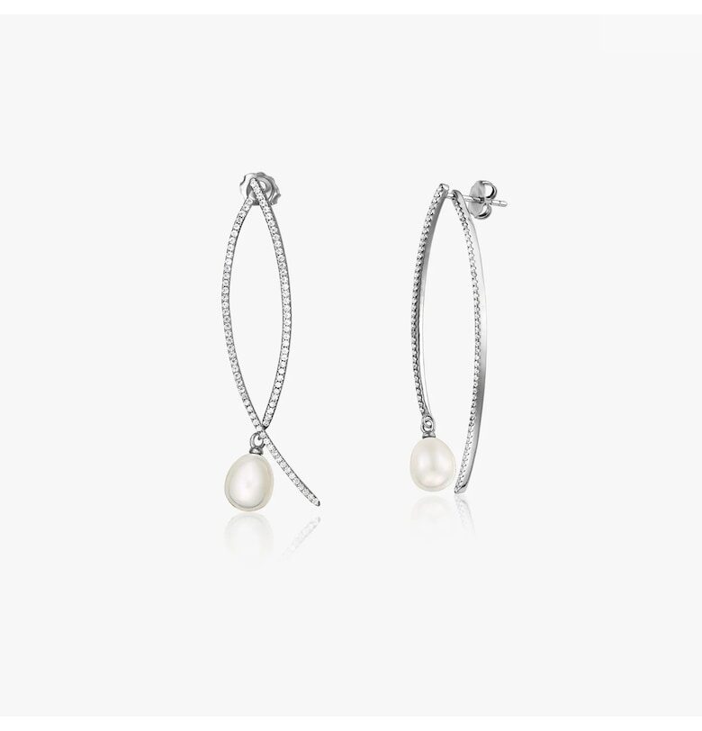 Сребърни обеци Deco - Естествени перли INDIRA