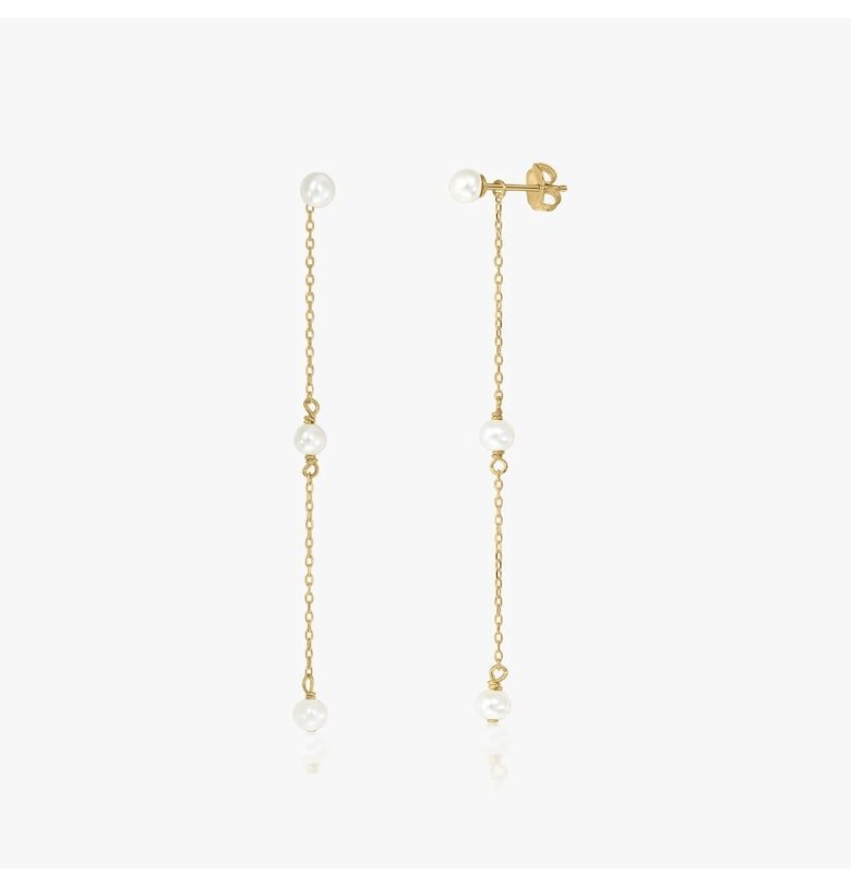 Сребърни обеци Golden Leilani - Естествени перли INDIRA