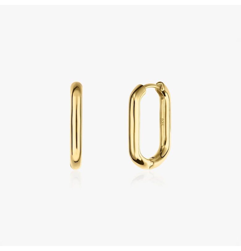 Сребърни обеци Golden Square Hoops INDIRA