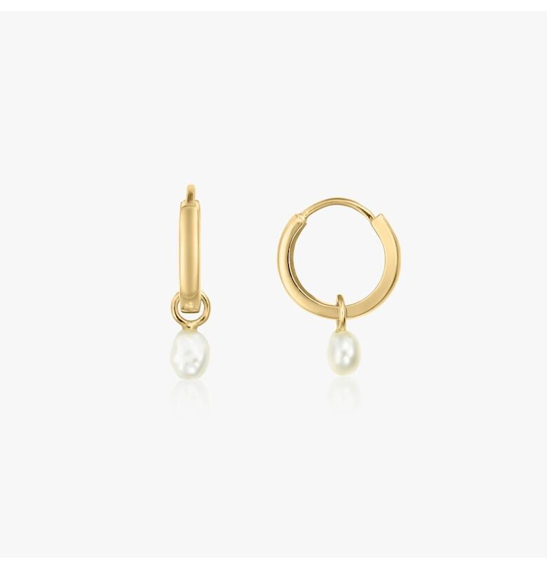 Сребърни обеци Little Golden Drop - Естествени перли INDIRA