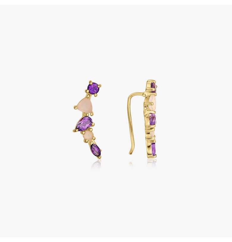 Сребърни обеци Valery Golden - Аметист - Халцедон INDIRA