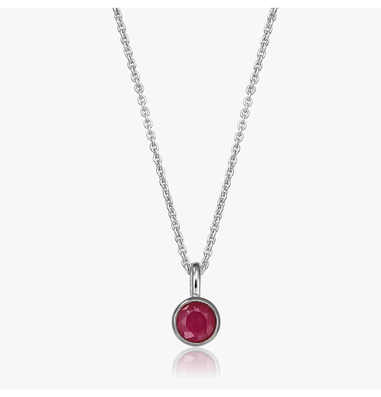 Сребърно колие Birthstone юли - Рубин INDIRA