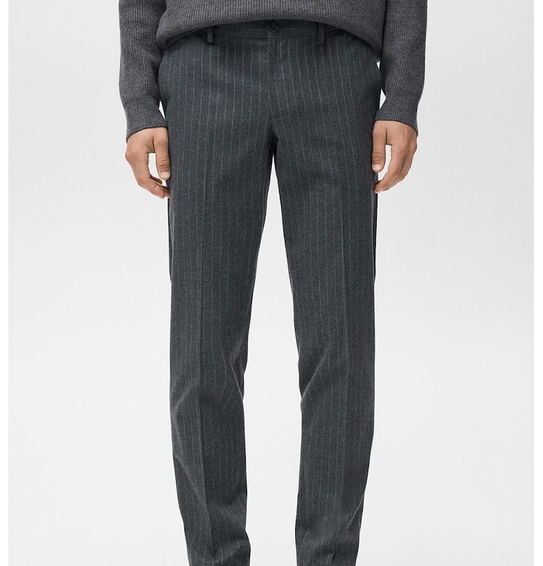 Стандартен панталон панталон с памук със средновисока талия - Tъмносив Mango