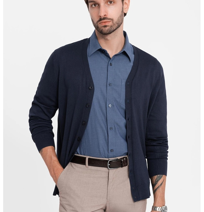 Стандартна риза с джоб отпред - Тъмносин OMBRE