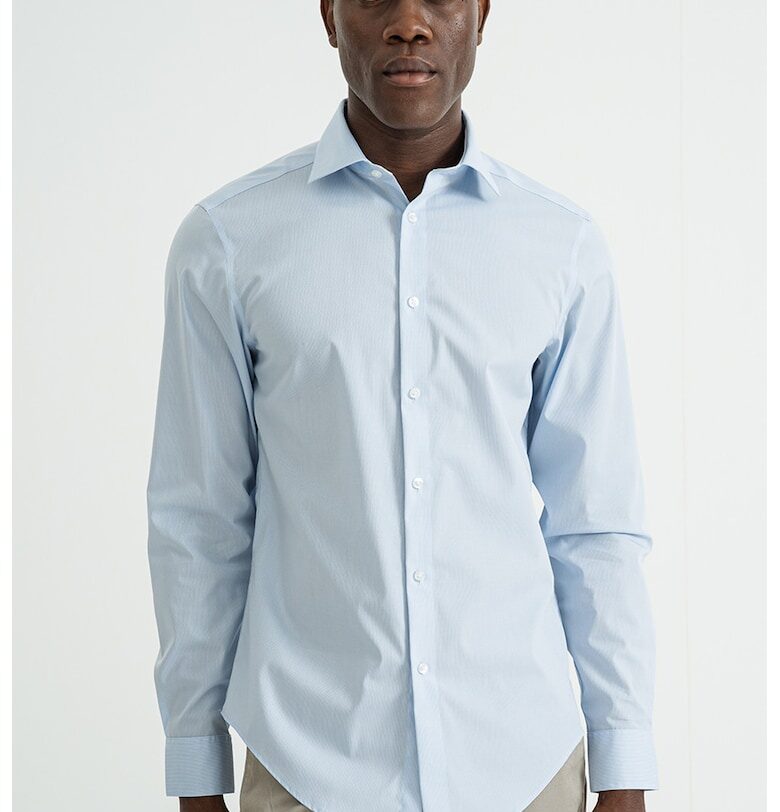 Стандартна риза с памук - Пастелносин CALVIN KLEIN