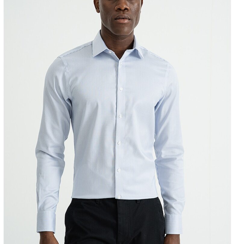 Стандартна риза с памук - Бял/Светлосин CALVIN KLEIN