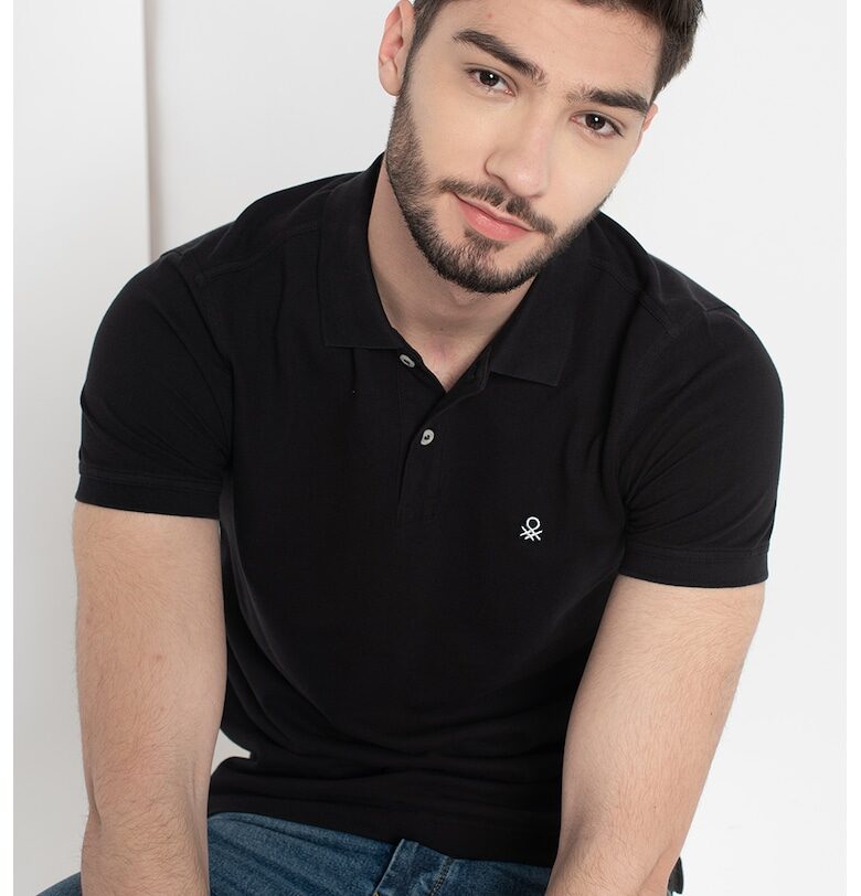 Стандартна тениска от пике с яка United Colors of Benetton