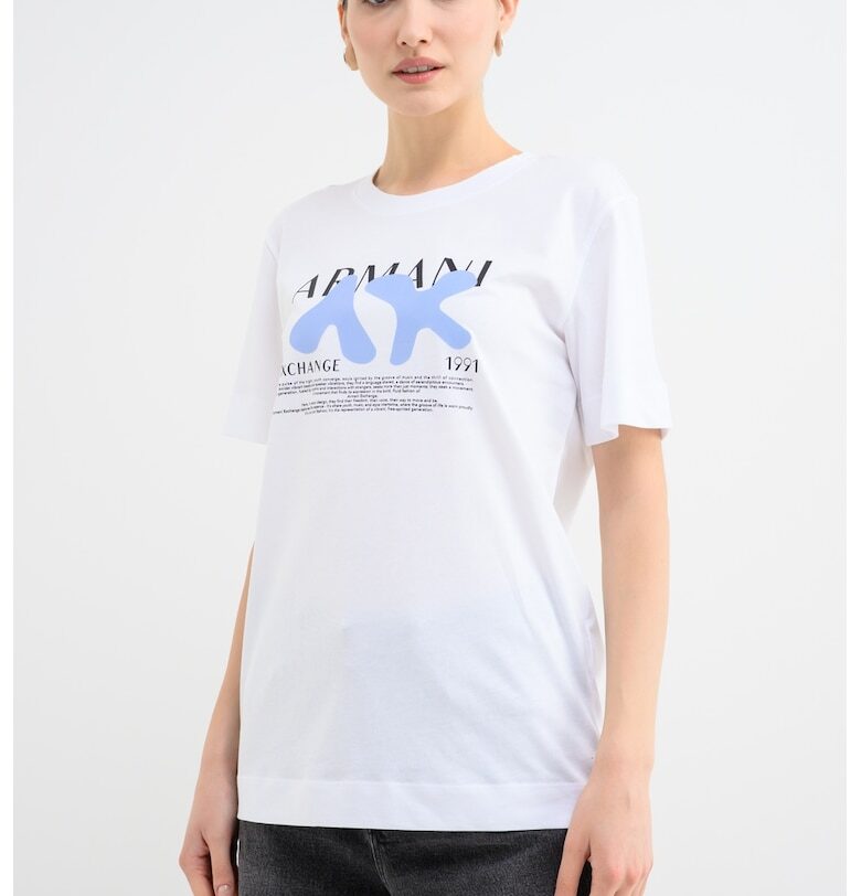 Стандартна тениска с лого - Бял/Черен/Син ARMANI EXCHANGE