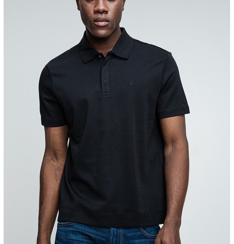 Стандартна тениска с яка - Черен CALVIN KLEIN