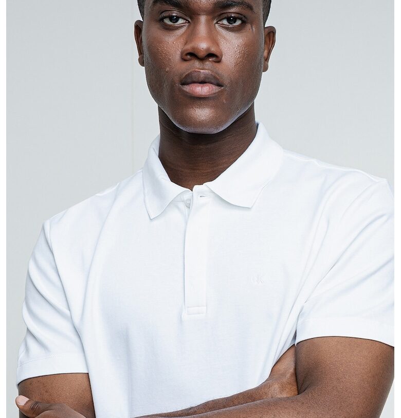 Стандартна тениска с яка - Бял CALVIN KLEIN