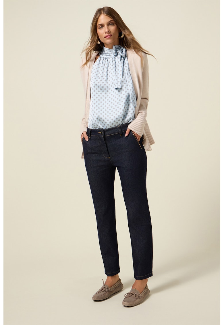 Стандартни дънки с контрастни шевове - Тъмносин Oltre