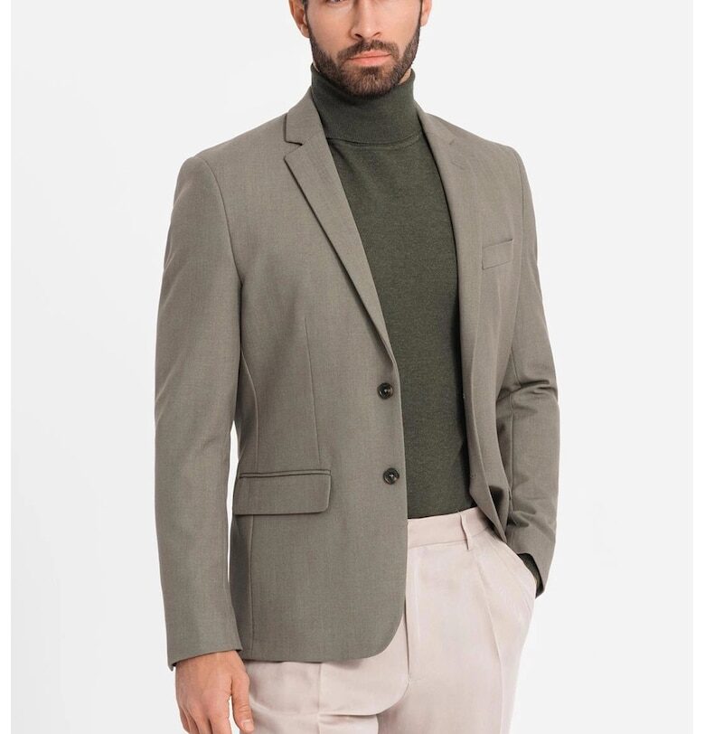 Стандартно сако с джобове с капаче - Зелени аспержи OMBRE