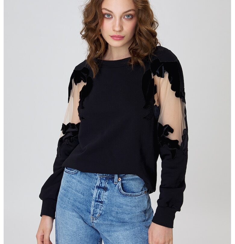 Суитшърт Artist с тюл - Черен Alina Cernatescu