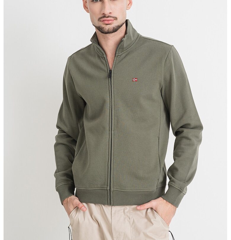 Суитшърт Balis с цип и джобове встрани - Бледо каки Napapijri