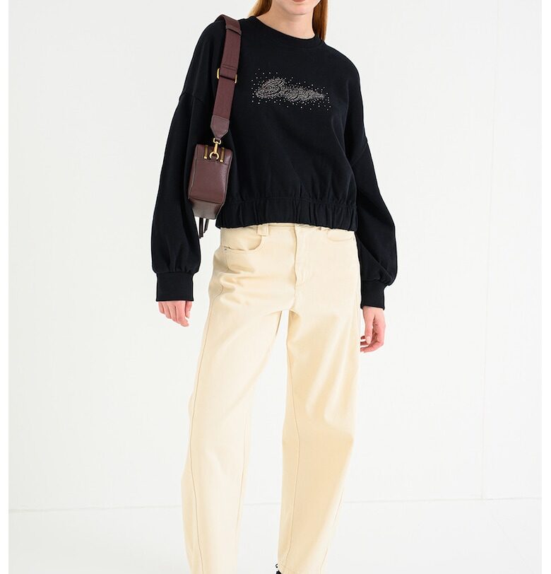 Суитшърт Easton с паднали ръкави - Черен BOSS