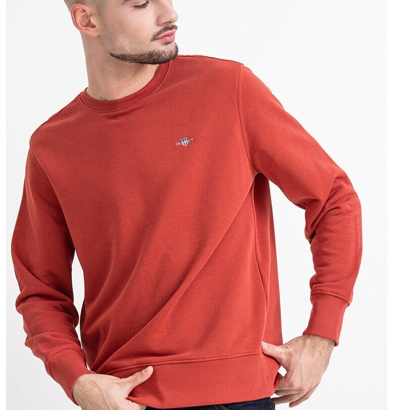 Суитшърт Shield с овално деколте - Керемидено червено Gant