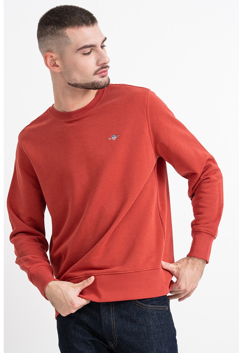 Суитшърт Shield с овално деколте - Керемидено червено Gant