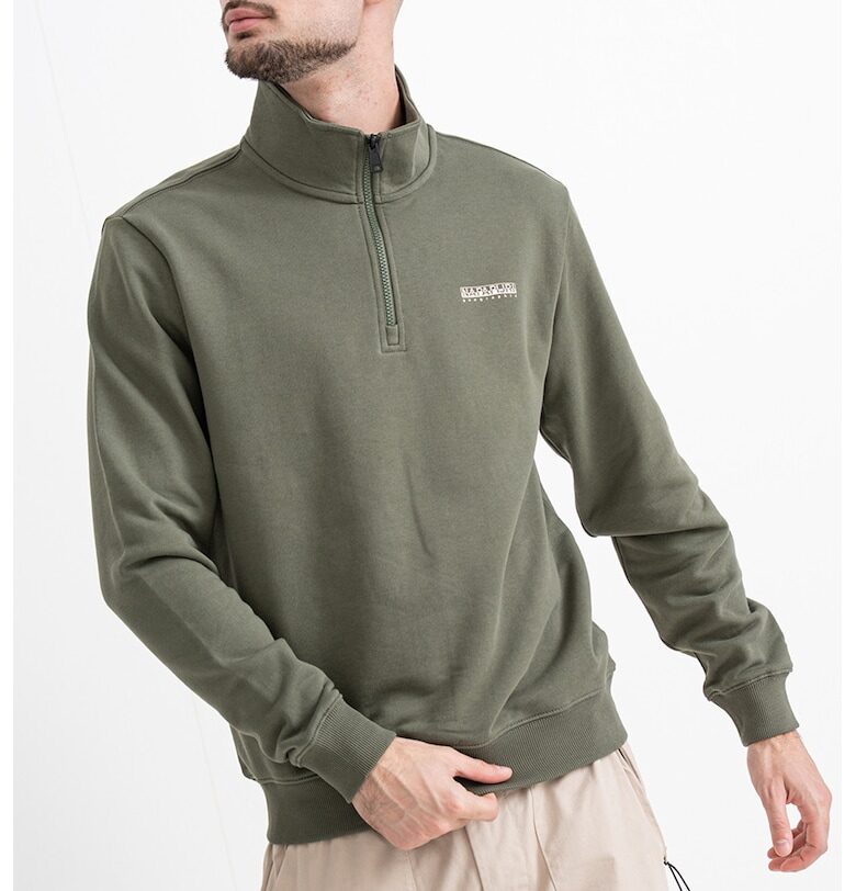 Суитшърт Small Box с къс цип - Бледо каки Napapijri