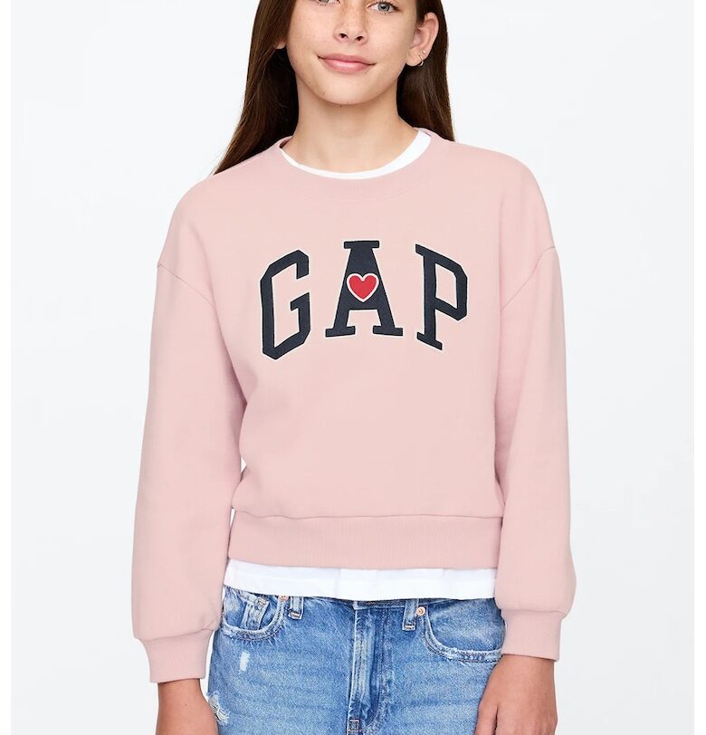 Суитшърт на лога - Бледо розово/Тъмносин GAP