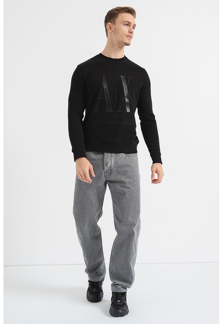 Суитшърт с бродирано лого - Черен ARMANI EXCHANGE