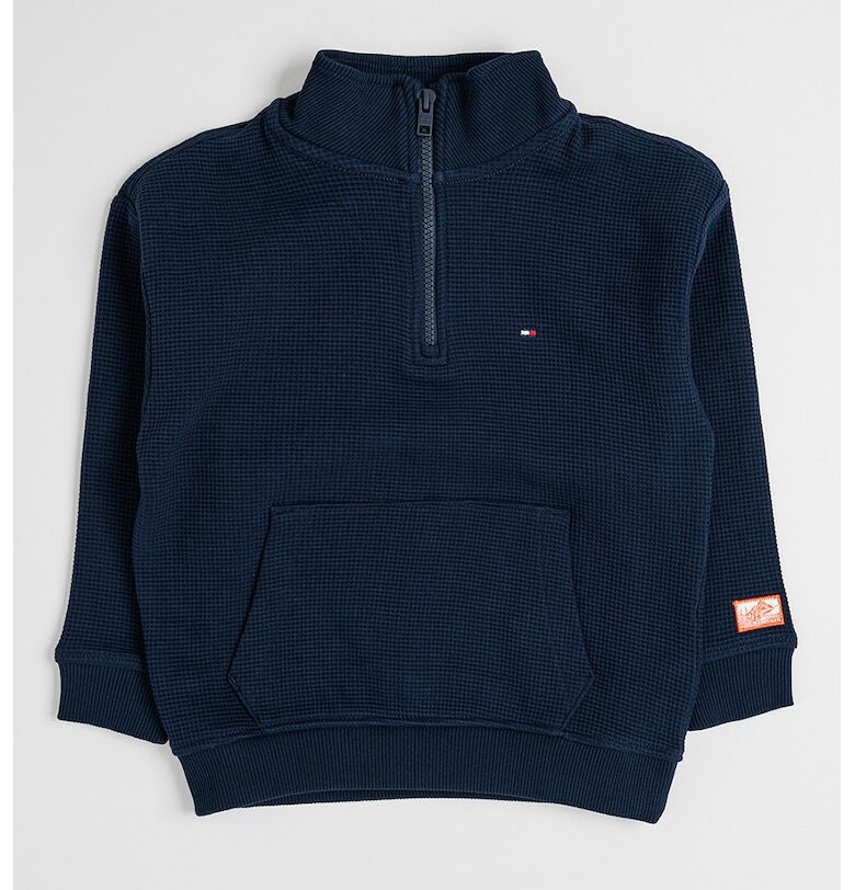 Суитшърт с джоб кенгуру и къс цип - Тъмносин Tommy Hilfiger