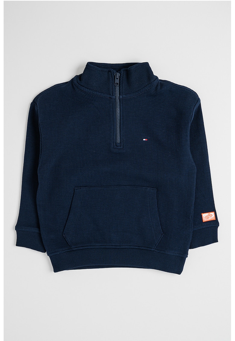 Суитшърт с джоб кенгуру и къс цип - Тъмносин Tommy Hilfiger