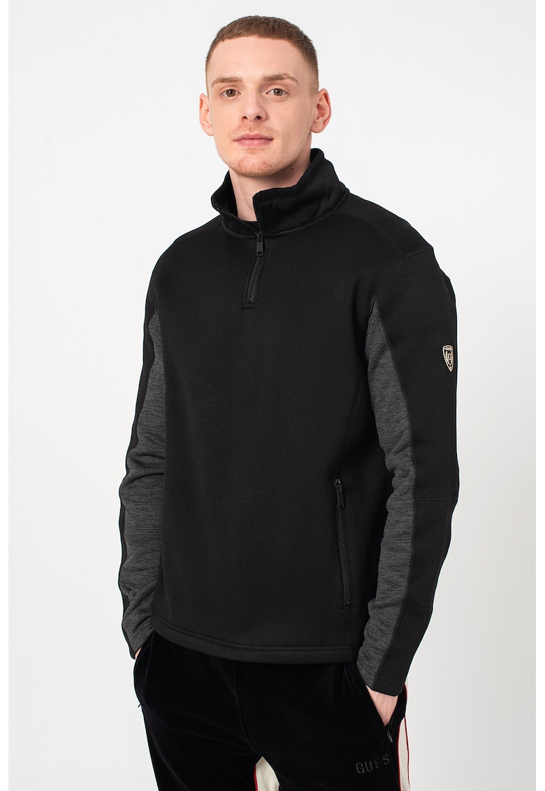 Суитшърт с джобове с цип встрани - Бял/Черен GUESS