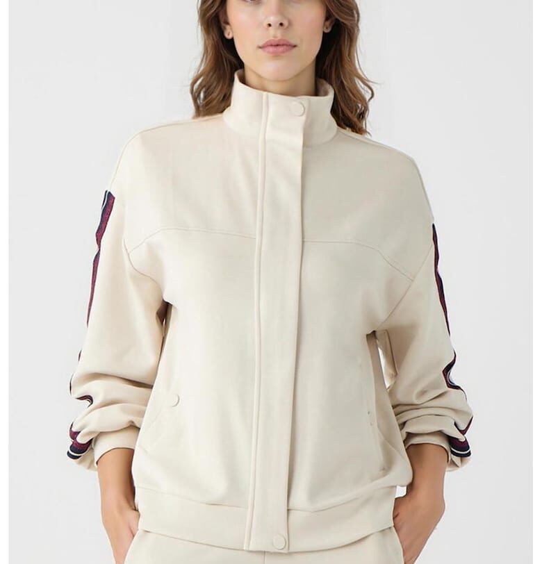 Суитшърт с модал с цип - Слонова кост/Тъмночервен/Тъмносин JIMMY KEY