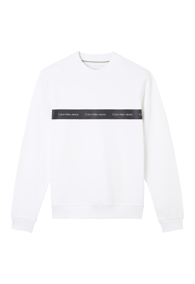 Суитшърт с овално деколте и лого - Бял/Избеляло черно CALVIN KLEIN JEANS