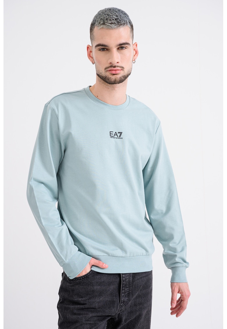 Суитшърт с овално деколте и лого - Бледозелен EA7