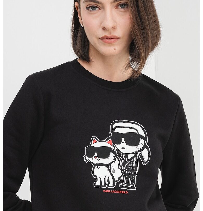 Суитшърт с овално деколте и лого - Черен Karl Lagerfeld